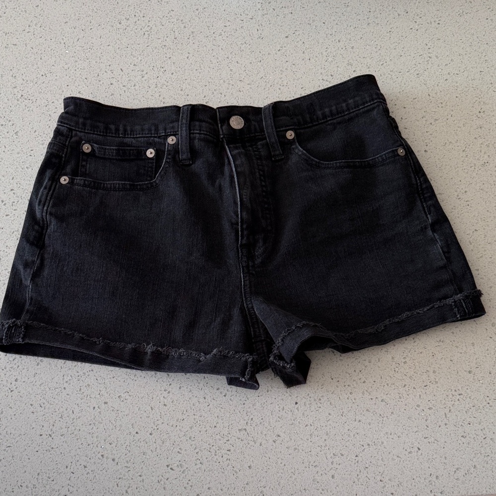 Madewell Black High-Rise Denim Cutoff Shorts